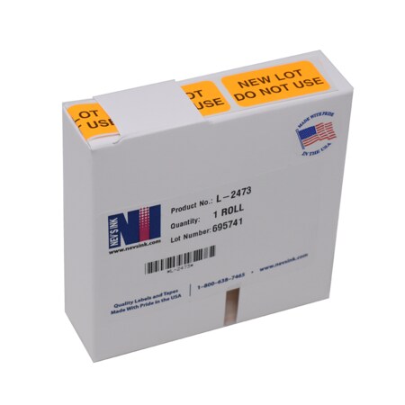 Label, NEW LOT DO NOT USE 7/8 X 1-5/8 Fluorescent Orange W/ Black
